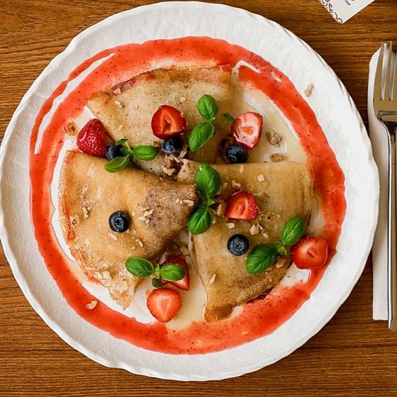Блины с нутеллой и орехами